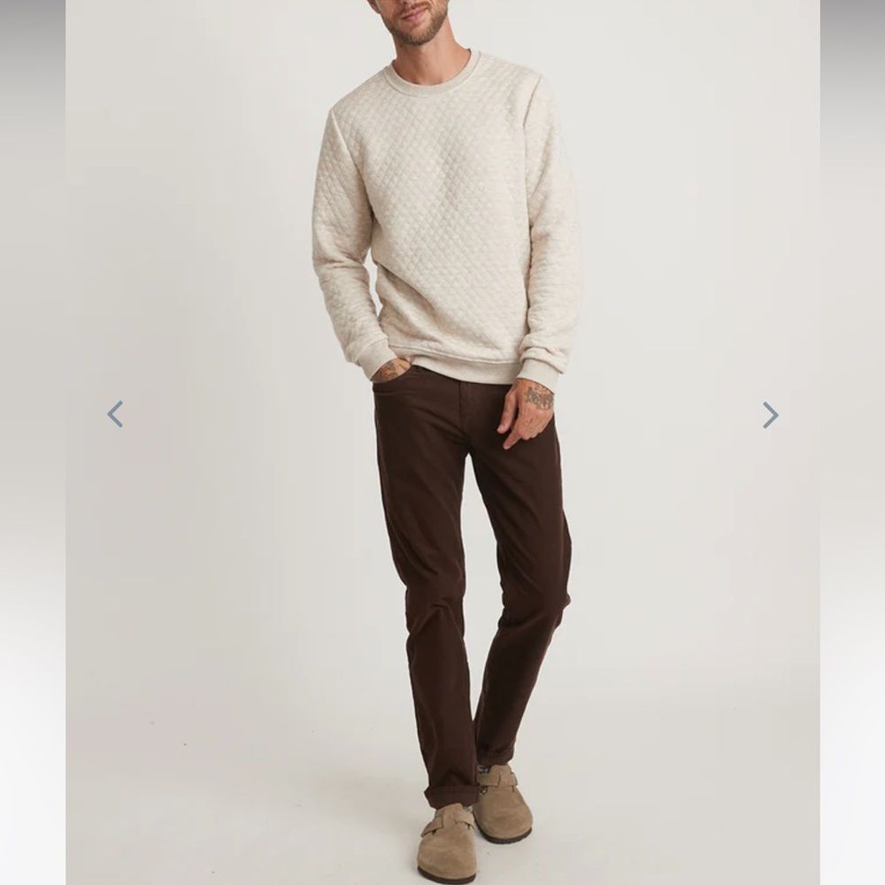 Marine Layer Oatmeal Quilted Pullover Sweatshirt